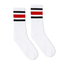 Load image into Gallery viewer, Black and Red Striped Socks | White