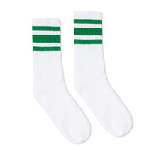 Load image into Gallery viewer, Green Striped Socks | White