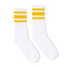 Load image into Gallery viewer, Gold Striped Socks | White