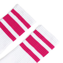 Load image into Gallery viewer, Fuchsia Striped Socks | White