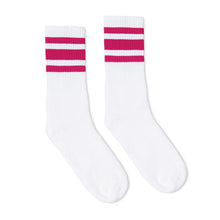 Load image into Gallery viewer, Fuchsia Striped Socks | White