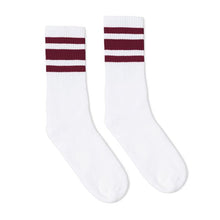 Load image into Gallery viewer, Maroon Striped Socks | White