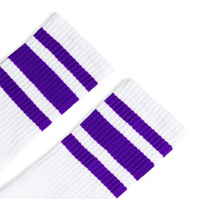 Load image into Gallery viewer, Purple Striped Socks | White