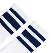 Load image into Gallery viewer, Navy Striped Socks I White
