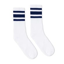 Load image into Gallery viewer, Navy Striped Socks I White