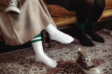 Load image into Gallery viewer, Green Striped Socks | White