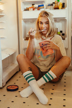 Load image into Gallery viewer, Teal Striped Socks | White