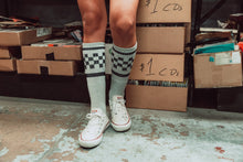 Load image into Gallery viewer, Black Checkered Socks | Heather Grey