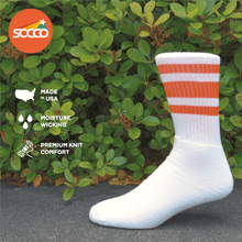 Load image into Gallery viewer, Orange Striped Socks | White