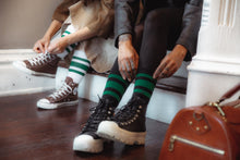 Load image into Gallery viewer, Green Striped Socks | Black