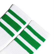 Load image into Gallery viewer, Green Striped Socks | White