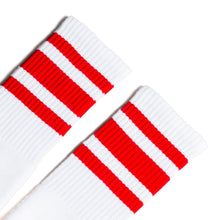 Load image into Gallery viewer, Red Striped Socks | White