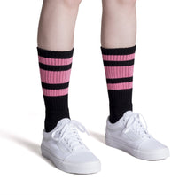 Load image into Gallery viewer, Pink Striped Socks | Black