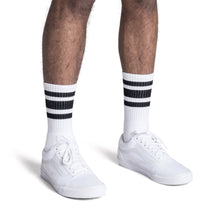 Load image into Gallery viewer, Black Striped Socks | White