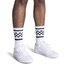 Load image into Gallery viewer, Black Checkered Socks | White