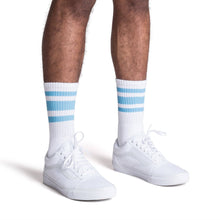 Load image into Gallery viewer, Carolina Blue Striped Socks | White