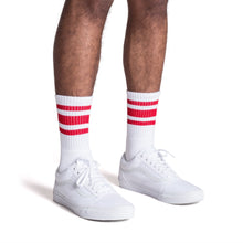 Load image into Gallery viewer, Red Striped Socks | White