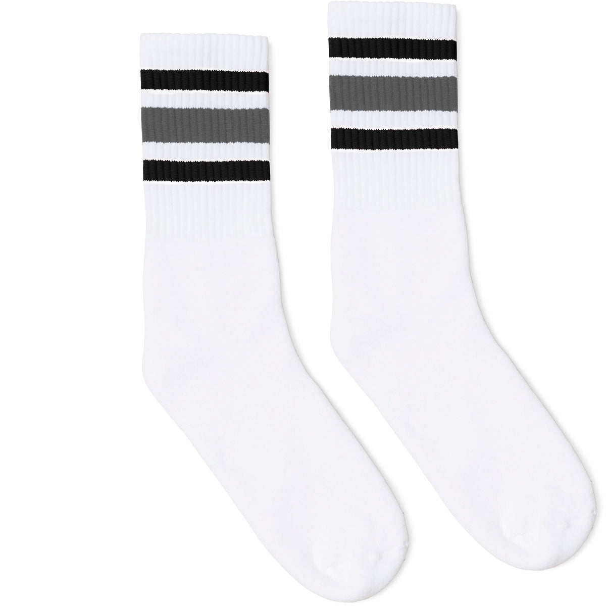 Black and Grey Striped Socks | White  Circle 1 Disc