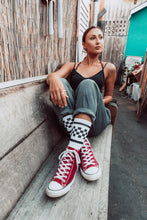 Load image into Gallery viewer, Black Checkered Socks | White
