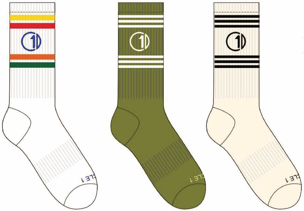 C1D Crew Socks - Striped 3 Pack